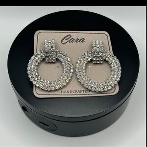 Cara New York - Silver Rhinestone Hoop Earrings
